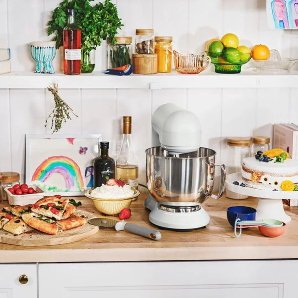 Beautiful 5.3 Qt Stand Mixer, White Icing with Flat Beater, Dough Hook, Balloon Whisk3