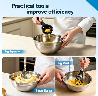 Stainless Steel Mixing Bowls with Lids and Colander Set5