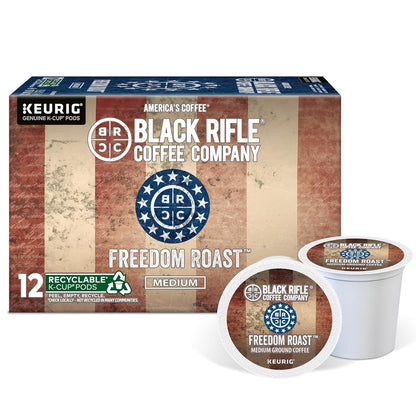 Black Rifle Coffee Medium Roast K Cup Coffee Freedom Blend 12 Count | Veteran Founded, 100% Arabica, Chocolate & Vanilla, Fits All Keurig Models, Coffee Pods, Keurig1