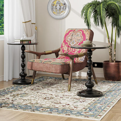 Small Side Table, round Drink Table End Table, Sofa Table TV Tray Table, Pedestal Coffee Table for Living Room, Black7