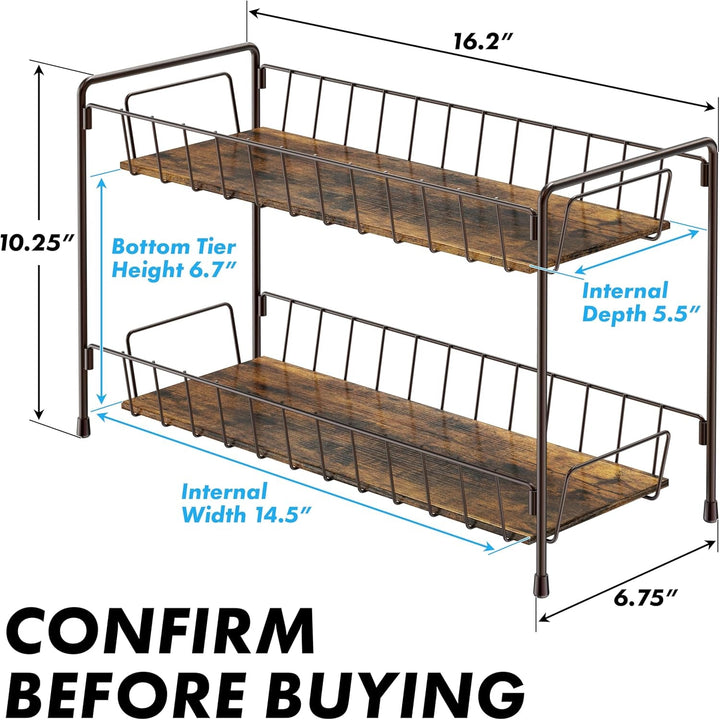 2-Tier Countertop Spice Rack Organizer, Bronze+2