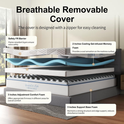 10 Inch Twin Mattress, Cooling Gel Memory Foam Mattress in a Box2