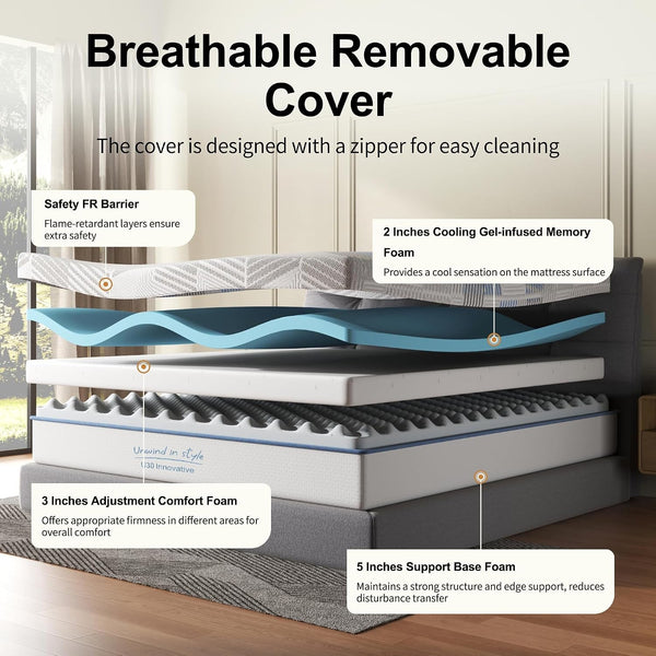 10 Inch Twin Mattress, Cooling Gel Memory Foam Mattress in a Box2