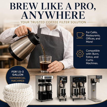 Katy’S Extra Large Commercial Coffee Filters (12.5” X 4.5”) for BUNN, Fetco & Curtis 1.5–3 Gallon Coffee & Tea Machines - Tall Walls, No Ground Overflow - Premium Filters for Businesses (Bulk Pack)2
