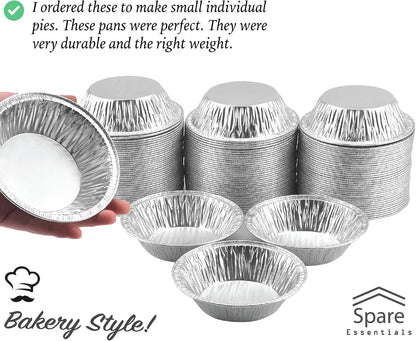 (60 Pack) Pie Tins 5 Inch, Disposable Mini Pies Tin, Tart Aluminum, Individual Serving Pans for Baking Mini Chicken Potpie, Small Homemade Cakes & Quiche, Foil Tins, Freezer-To-Oven Use5