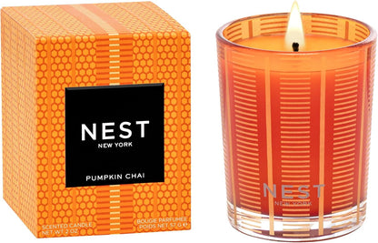 NEST New York Scented Votive Candle, Pumpkin Chai - 2 Oz - up to 28-Hour Burn Time - Reusable Glass Vessel1