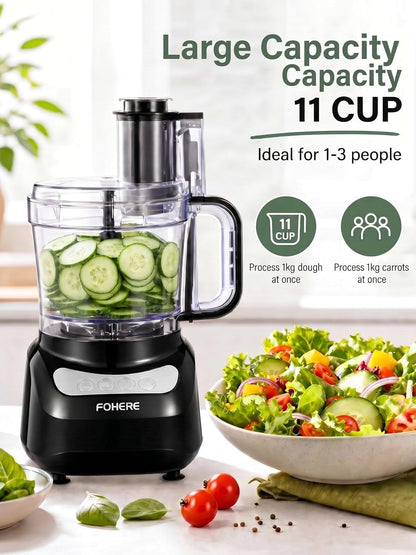 Food Processor 11 CUP, 2-In-1 Large Feed Chute Vegetable Chopper | Stainless Steel S-Blade, Reversible Shredding Disc and Dough Blade, for Mincing, Dicing, Shredding, Puree, Kneading3