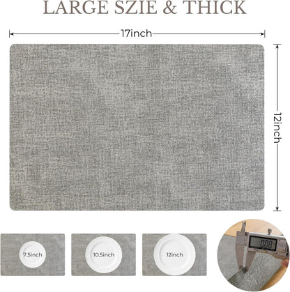 Faux Leather Vinyl Placemats Set of 6, Light Grey6