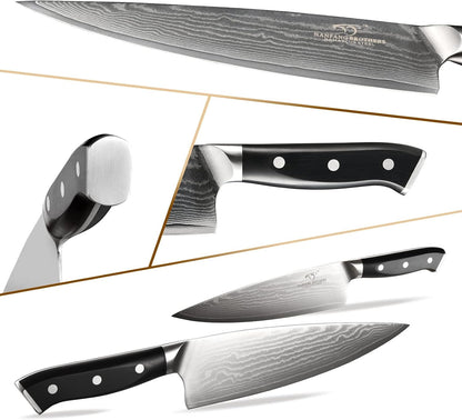 18PCS Damascus Knife Set with Steak Knives & Block | Japanese 67-Layer 10Cr15Comov (VG10 Equivalent) Steel Core, 60±2 HRC Edge, Ergonomic Handle, Kitchen Shears, Sharpener4