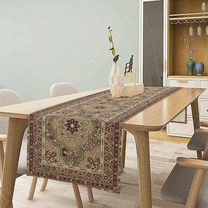 Boho Table Runner,Retro Traditional Textured Geometric Farmhouse Bohemia Table Runner for Kitchen Dinning Table Decor Home Party Holiday, 13X36 Inch7