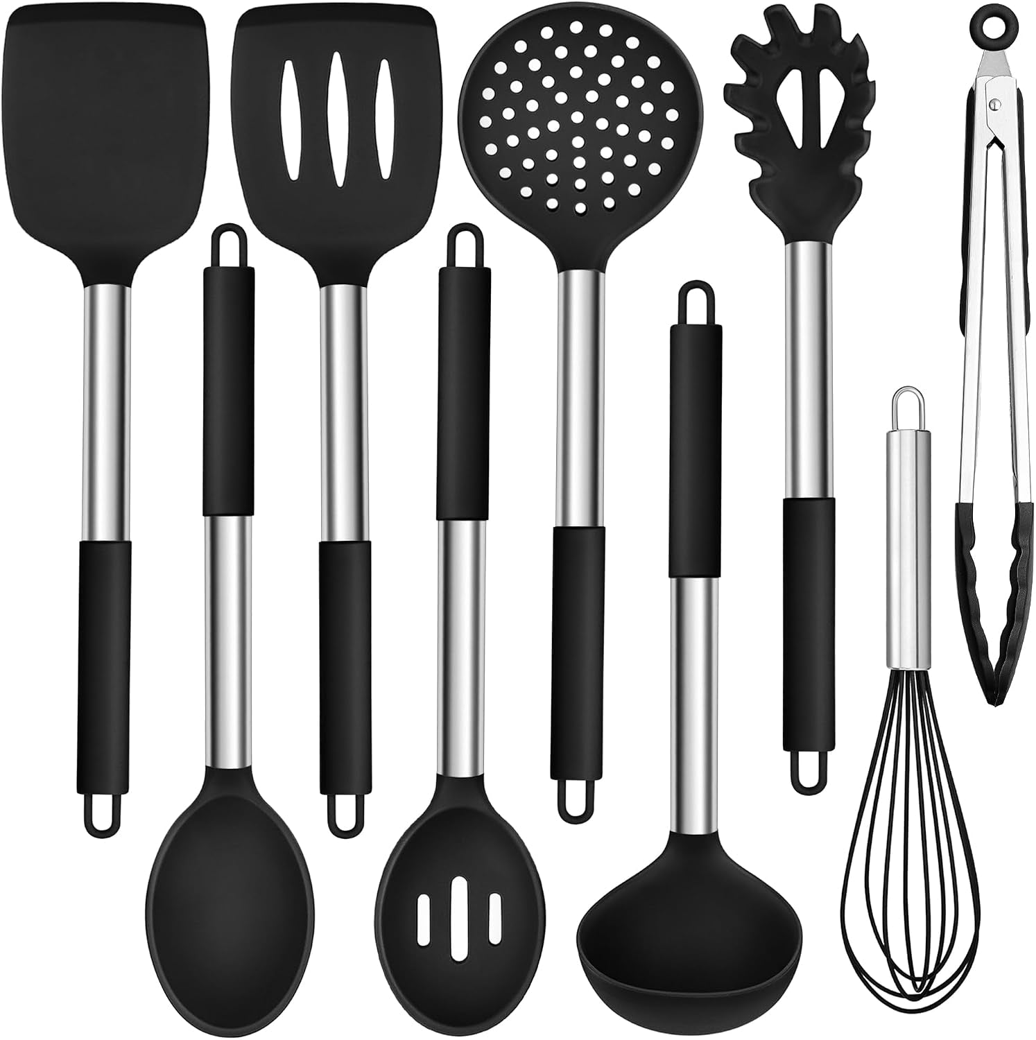 silicone-utensils-set-9-piece-kitchen-cooking-utensils-black