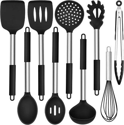 Silicone Utensils Set, 9-Piece Kitchen Cooking Utensils, Black1