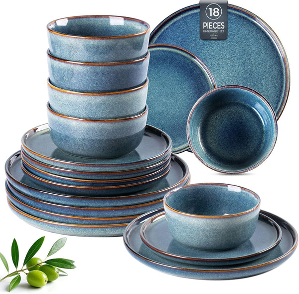 Stoneware Dinnerware Sets for 6, 18 Piece Plates and Bowls Sets1