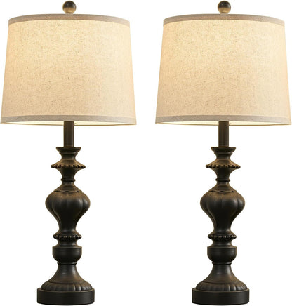 27.5" Farmhouse Table Lamps Set of 2, 3 Way Dimmable Touch Lamps | Touch Control, Dimmable, USB C+A Ports & AC Outlet, Bulbs Included, Bedside Nightstand Lamp for Living Room, Bedroom7