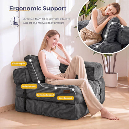 Folding Sofa Bed, Convertible Chair Bed with Pillow3