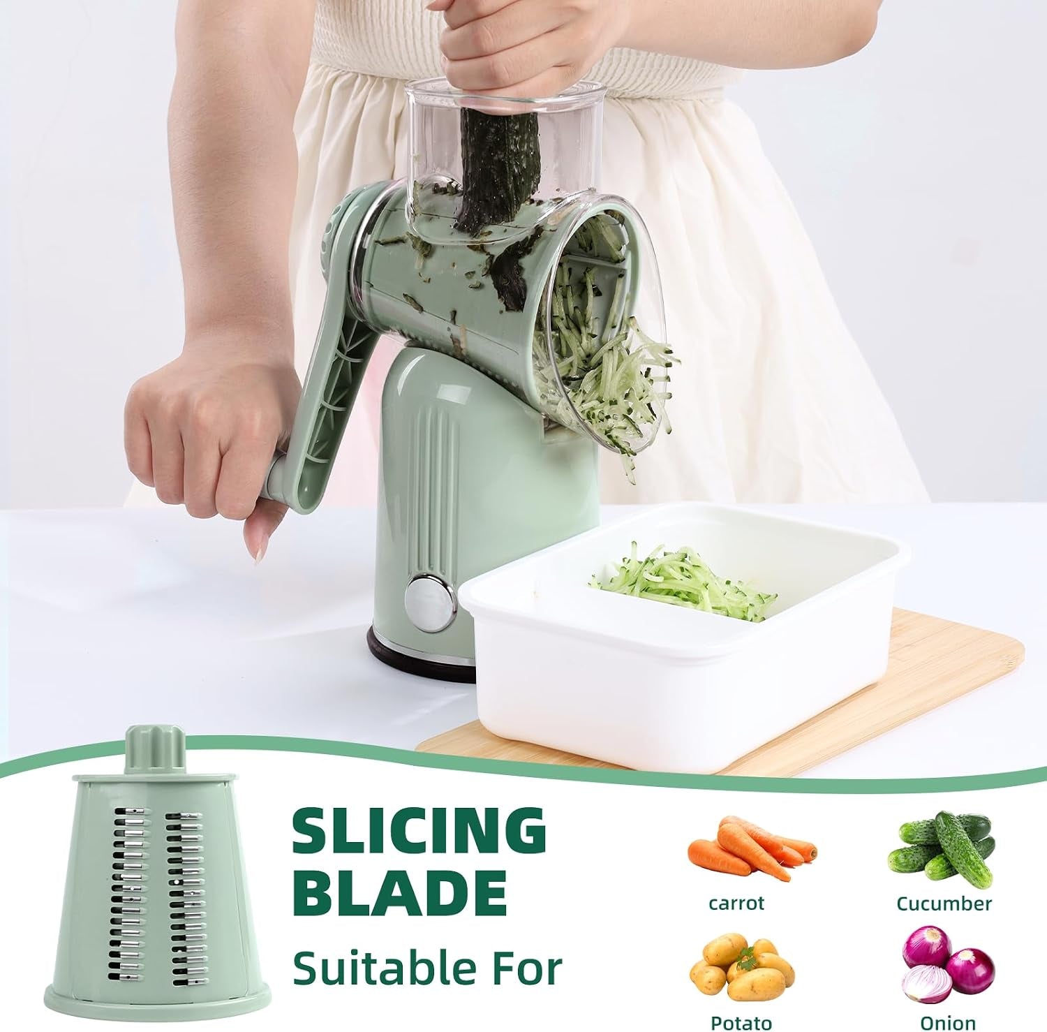 rotary-cheese-grater-with-handle-5-replaceable-bladesgreen
