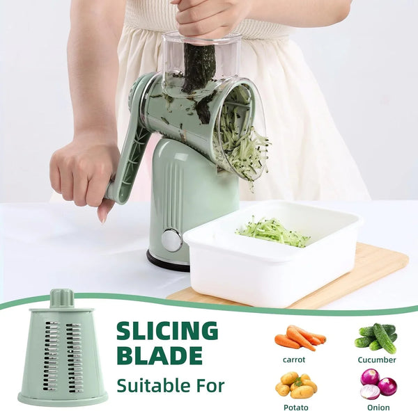 Rotary Cheese Grater with Handle, 5 Replaceable Blades(Green)6