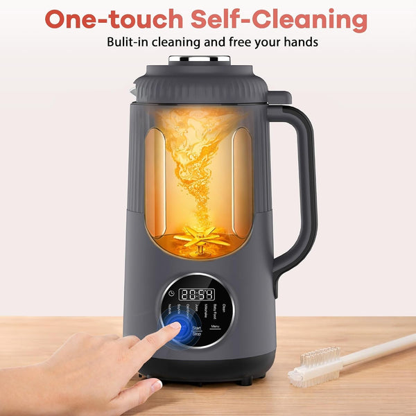 Nut Milk Maker Machine, Automatic Soy Milk Maker, Small Countertop Blender | 35Oz Plant-Based Milk Maker for Homemade Almond Milk, Oat Milk, Soy Milk with Veloblend 10-Blade System, Glass Chamber, Grey7