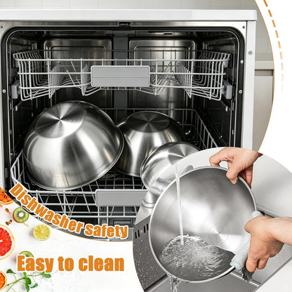 3 Pcs Stainless Steel Mixing Bowls Set, Metal Baking Bowls (1.5,2.2,3.4 Qt)6