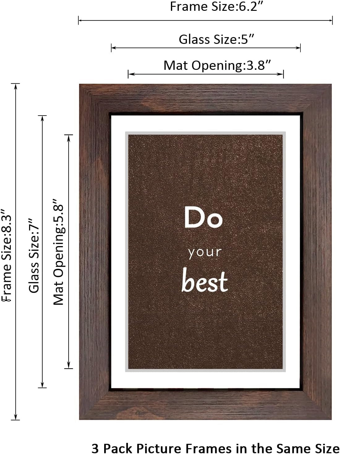 5x7-walnut-picture-frame-set-of-3-with-real-glass-for-pictures-4x6-with-mat-or-5x7-without-mat-wall-or-tabletop-gallery-photo-frames