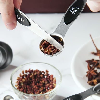 Magnetic Stainless Steel Measuring Cups & Spoons Set –(4+8)-Piece Stackable Set with Engraved Measurements – Dishwasher Safe Baking Essentials-Solid4
