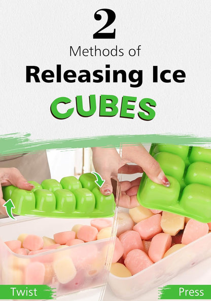 Ice Cube Tray with Lid and Bin, 4 Pack Ice Bucket Kits for RV | Stackable Silicone Ice Trays for Freezer, Easy Pop Out, BPA Free for Cocktail, Coffee, Soup, Food, Kitchen2