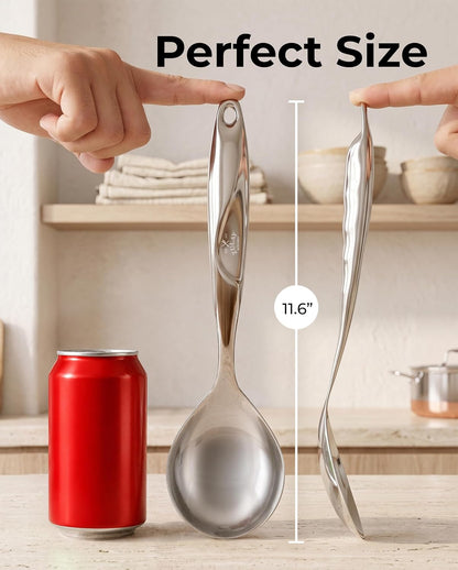 Stainless Steel Serving Spoon - 11.5” Large Cooking & Serving Spoon with Ergonomic Handle - Durable, Rust-Resistant & Dishwasher Safe Kitchen Utensil for Cooking and Buffets2