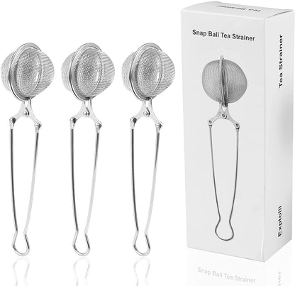 Snap Ball Tea Strainer,  3 Pack Stainless Steel Tea Infuser Filter with Handle for Loose Leaf Tea, Spices, Seasonings1