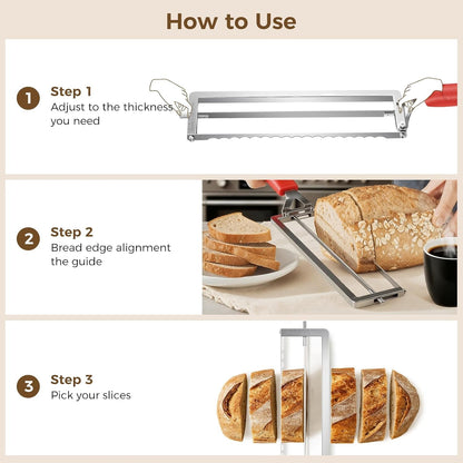 Upgraded Adjustable Bread Knife for Homemade Bread,Stainless Bread Slicer7