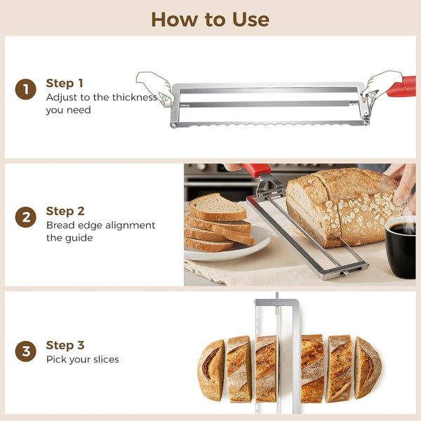 Upgraded Adjustable Bread Knife for Homemade Bread,Stainless Bread Slicer7