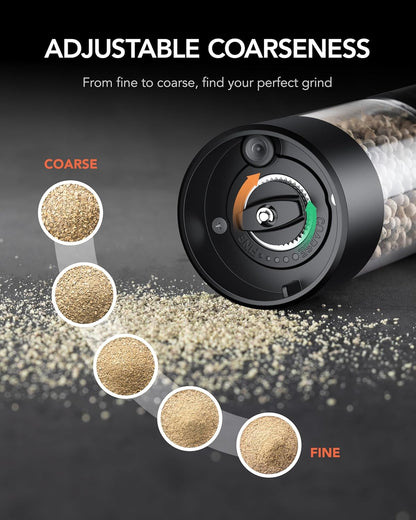 Electric Salt & Pepper Grinder Set, Rechargeable 2 Pack, Dual Black3