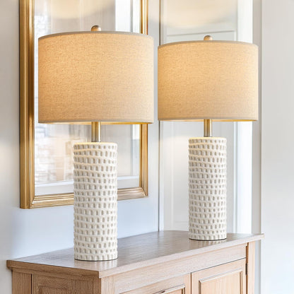 24" Farmhouse Ceramic Table Lamps Set of 2 for Bedroom Living Room6