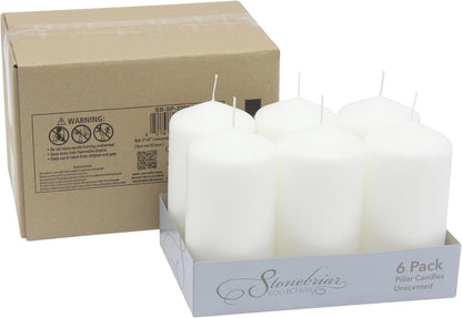 Unscented White Tall Pillar Candles, 65 Hour Burning Candle Pillars, Perfect for Decor, Weddings, Emergencies 3" X 6", 6 Count2