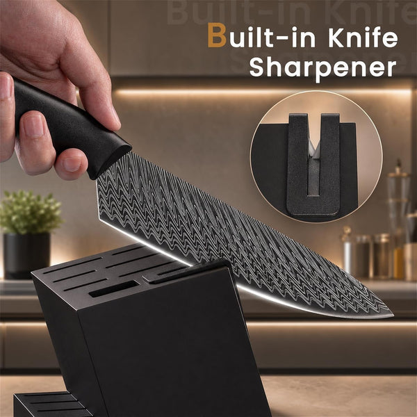 Knife Set, 15-Piece Kitchen Knife Set with Built-In Sharpener Block, German High-Carbon Stainless Steel, Dishwasher Safe, for Home Cooks and Everyday Meal Prep5