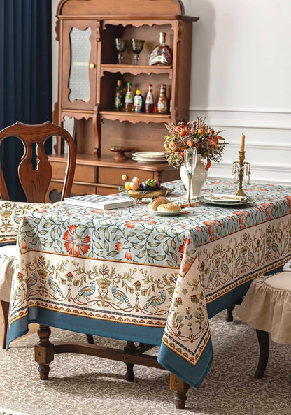 Designer Vintage Tablecloth Rectangle 60 X 80 Inch, Linen Textured8