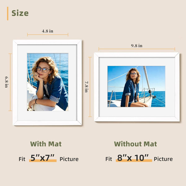 8X10 Picture Frame Set of 6, Wall or Tabletop Display, White4