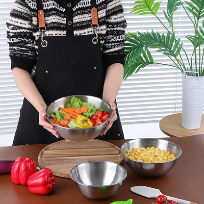 3 Packs Stainless Steel Mixing Bowls with Measurement Marks, Thicker Stainless Steel Flat Bottom Mixing Bowls Set, Stackable Salad Bowl for Cooking, Baking, Salad, Vegetables6