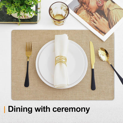 Cloths Placemats for Dining Table Set of 6, 13" X 19", Flaxen4