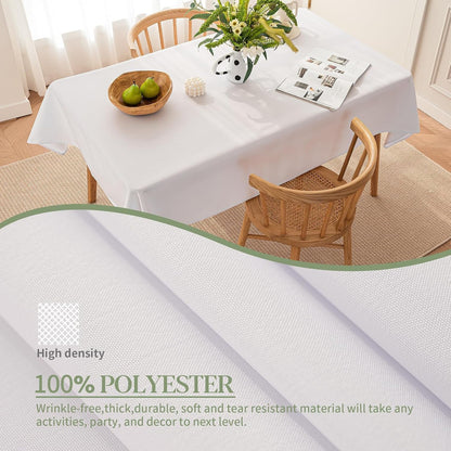 Table Cloth White 60X84 Inch Tablecloth for 6 Foot Rectangle Tables Outdoor Washable Wrinkle Free and Spillproof Polyester Tablecloth for Festival Camping Picnic Party Cover5