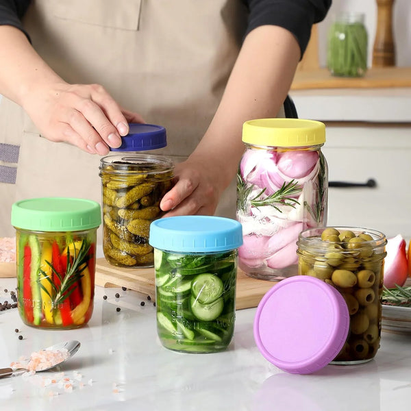 10 Pack Plastic Wide Mouth Mason Jar Lids for Ball, Kerr and More - Multicolor Storage Caps for Mason Jars, Canning Jars - Leak-Proof, Dishwasher Safe & Food Grade4