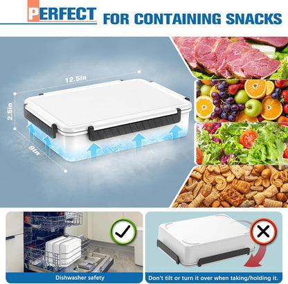 Chilled Portable Snackle Box Container with Ice Pack, Divided Serving Tray with Insulated Bag, Beach Essentials for Summer, Snack Containers for Road Trip Charcuterie Snack Picnic, White3