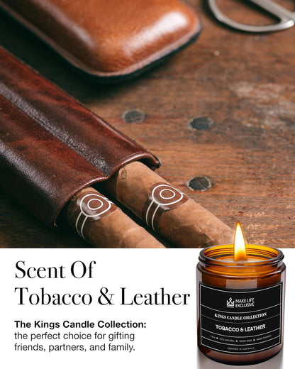 Scented Candles for Men - Tobacco and Leather Scent2