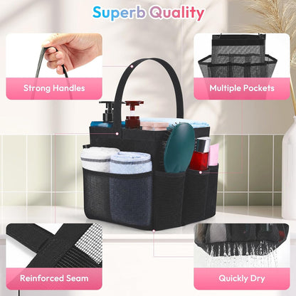 Mesh Shower Caddy Portable for College Dorm Room Essentials,With 9 Pockets, Quick Dry Tote Bag Large Capacity for Bathroom,Beach, Swimming, Gym, Camping,Travel Essentials, 1 Pack5