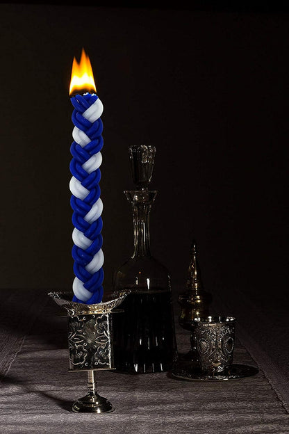 Havdalah Candle - Braided Blue and White - Flat Havdallah Candles - 2 Pack4