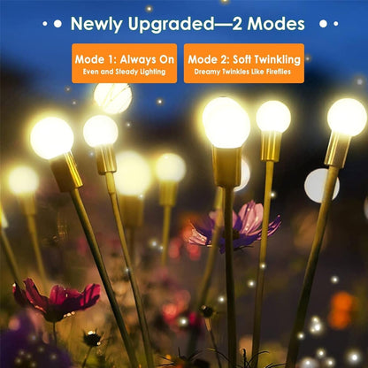 Solar Garden Lights Outdoor 8 Pack 64 LED Solar Firefly Lights Warm White2