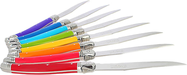 Set of 8 Laguiole Steak Knives, Rainbow Colors2