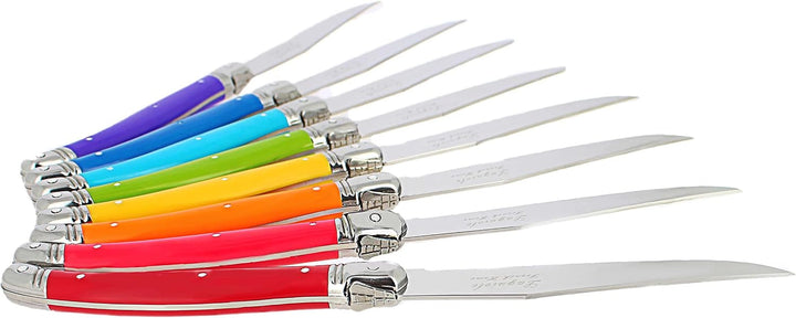 Set of 8 Laguiole Steak Knives, Rainbow Colors+2