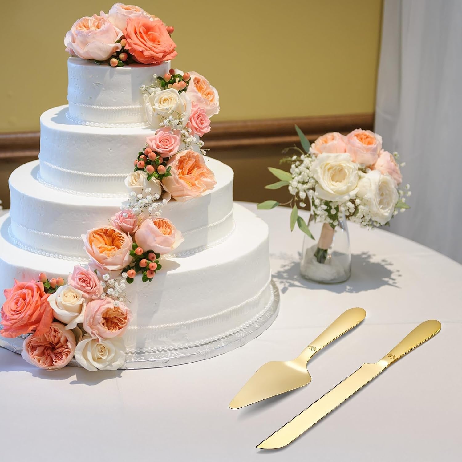 wedding-cake-cutting-set-extended-thickened-knife-and-server-gold-2-pcs-13-0-cutter-10-49-spatula-food-grade-stainless-steel-rounded-edges-rust-proof-sturdy-for-birthday-anniversary