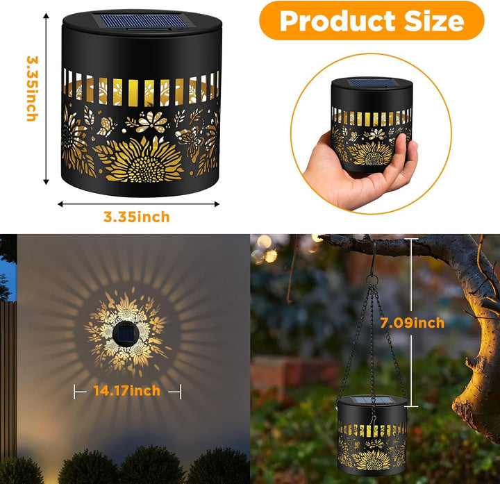 4 Pack Solar Fence Lights Outdoor, Metal Solar Powered Wall Deck Step Light+2