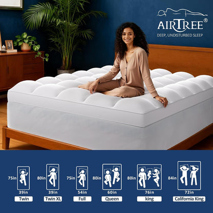 Queen Size Dual Layer 4 Inch Memory Foam Mattress Topper | 2 in Cooling Gel Memory Foam and 2 in Washable Soft Pillow Top Mattress Pad Cover, 8-24 in Deep Pocket, Medium Firm Support5